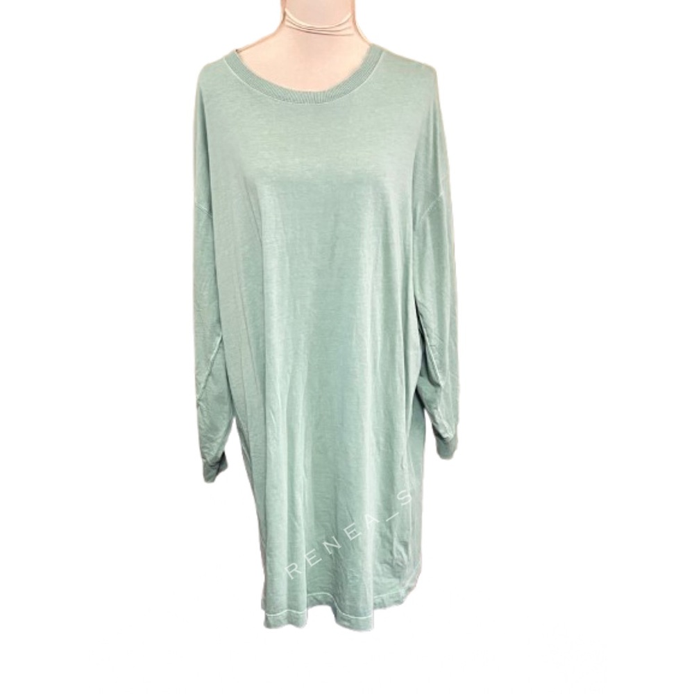 Old Navy Light Green Weeping Willow XXL LS Cotton Dress Lounge Casual Pastel